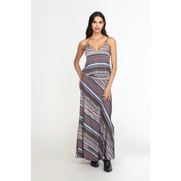 Veronica M Blue Drop Waist Maxi Zig Zag Racerback Dress X-Small - Picture 5 of 6